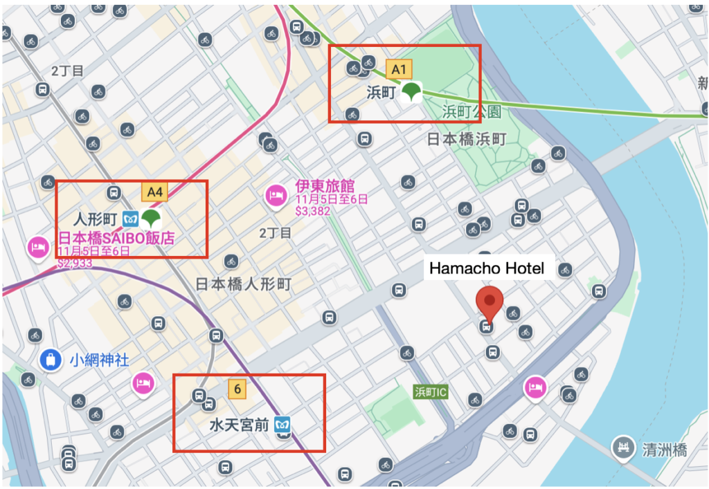 Hamacho Hotel 地理位置